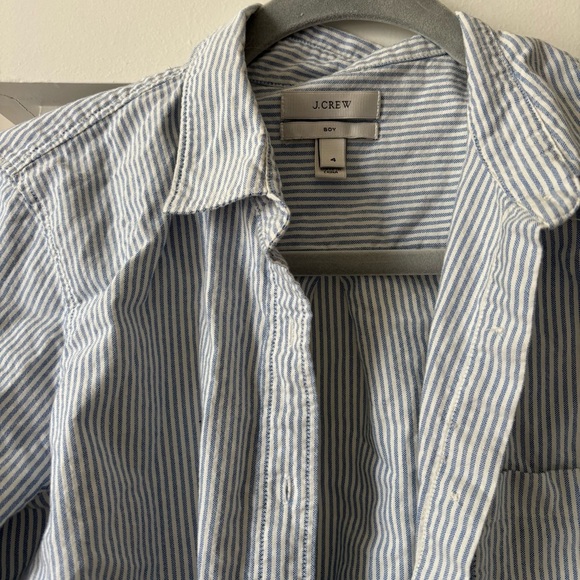 J. Crew Boys Blue and White Striped Button Down - Picture 2 of 4